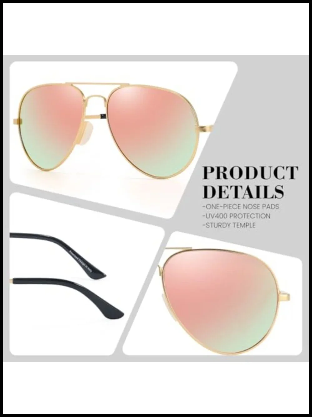 Polarized Tangle Free Aviator Sunglasses UV400 Protection Mirrored Lens Unisex